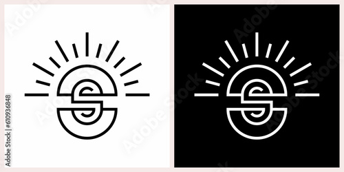 sun spark logo design line art outline icon symbols illustration vector eps 10.