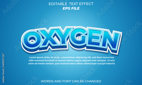 oxygen text effect, font editable, typography, 3d text. vector template