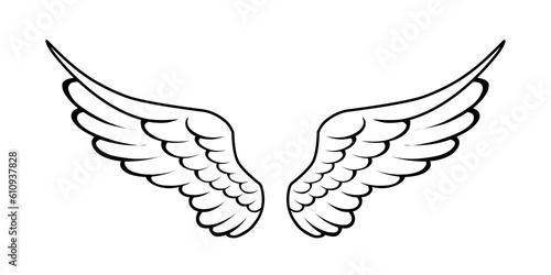 vector angel wings line art style	