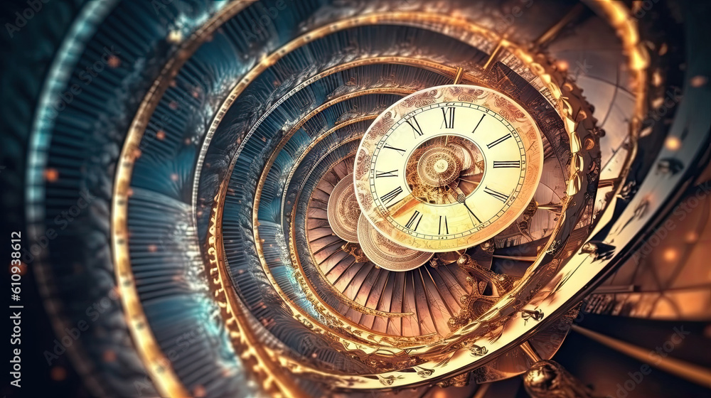 Abstract time infinity clock background. Generative AI. Abstract time infinity clock background. Generative AI.