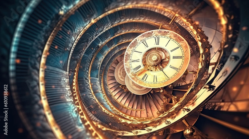 Abstract time infinity clock background. Generative AI.