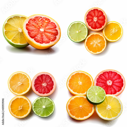 Citrus fruits isolated white