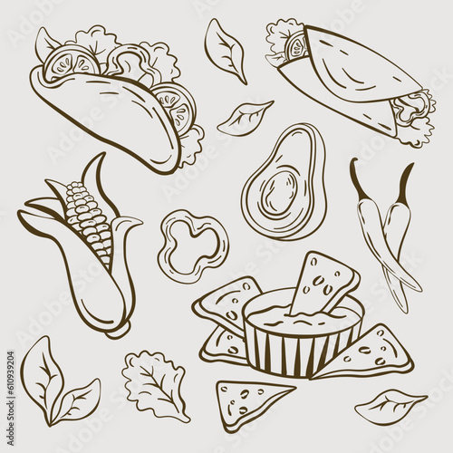 mexican food vector sketch hand drawing in vector and illustration