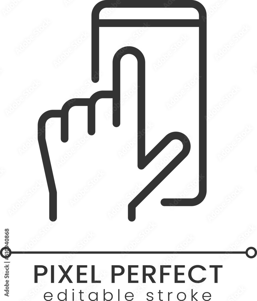 Mobile phone using pixel perfect linear icon. Communication technology. Application interface. Thin line illustration. Contour symbol. Vector outline drawing. Editable stroke. Poppins font used Mobile phone using pixel perfect linear icon. Communication technology. Application interface. Thin line illustration. Contour symbol. Vector outline drawing. Editable stroke. Poppins font used