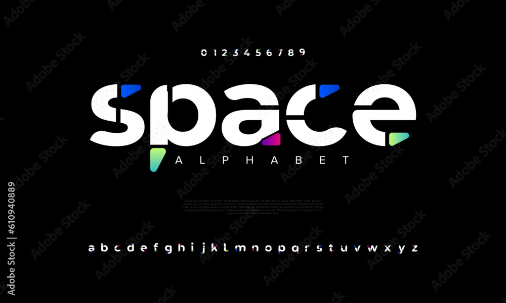 © designfourmonths - Abstract digital technology logo font alphabet. Minimal modern urban fonts for logo, brand etc. Typography typeface uppercase lowercase and number. vector illustration