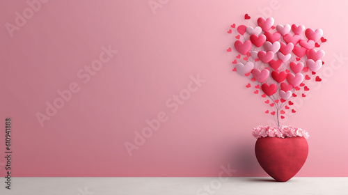 AI generative image about love and valentines day with a heart shape and a huge copy space background 