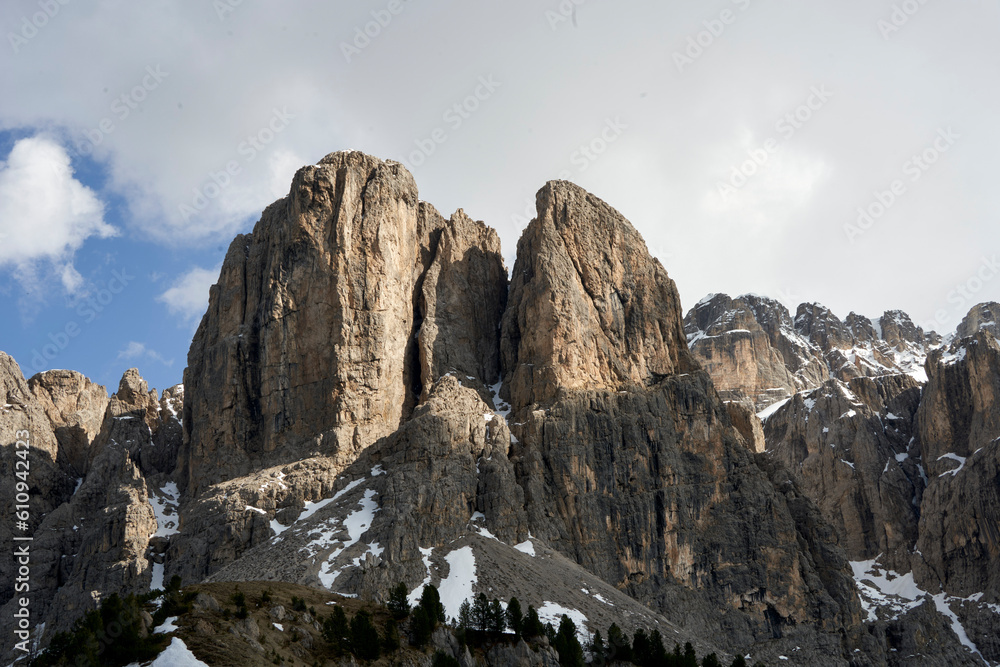Dolomite Mountains, Clouds and Lakes