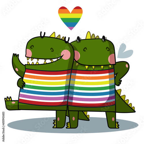 two cute green dragons at the gay parade
