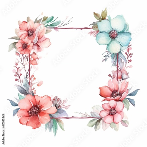 flower wreath for wedding, greeting, card, background, wallpaper, frame, Generative Ai © Deep Ai Generation