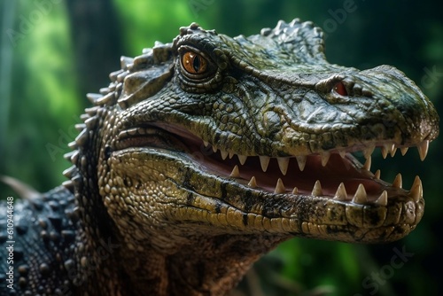 Close Up Majestic Crocodile Dinosaur. Generative AI