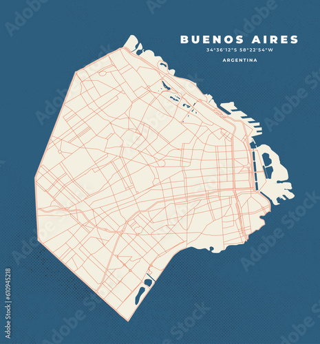Buenos Aires map vector poster flyer