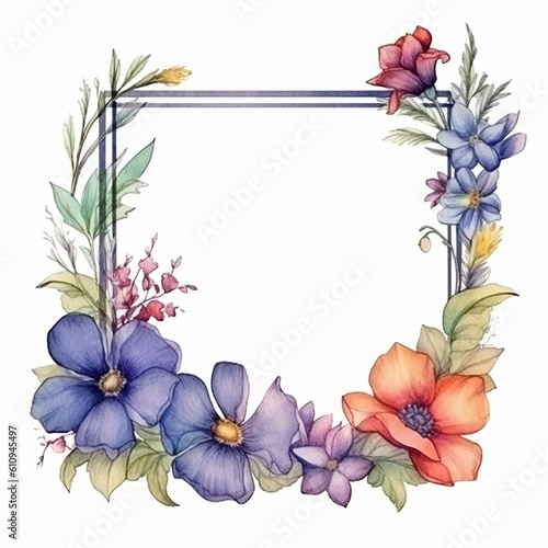 flower wreath for wedding  greeting  card  background  wallpaper  frame  Generative Ai