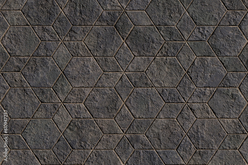 Canvastavla Dirty black tiles made of hexagonal and diamond shapes