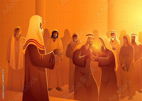 Mary and Joseph took the Infant Jesus to the Temple in Jerusalem