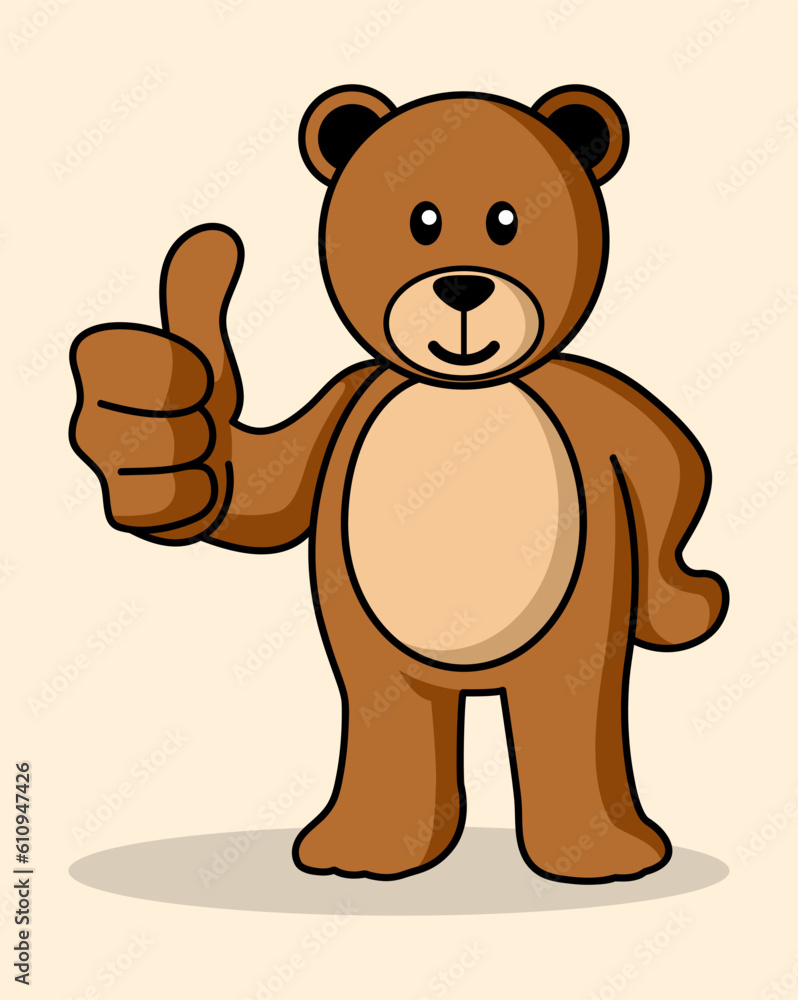 Simple flat cartoon of a cute bear doing thumbs up Simple flat cartoon of a cute bear doing thumbs up