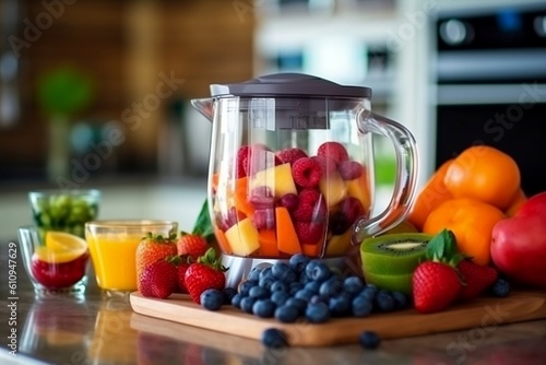 Mixed Fruit Orange Juice and Berry Mixer. Generative AI