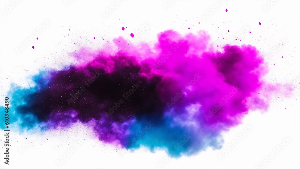 abstract powder splatted background. Black powder explosion on transparent background. Colored cloud. Colorful dust explode, generative ai