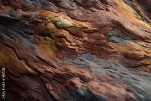 A close-up of a natural surface, such as a rock formation or tree bark, with interesting texture and color variation, Generative AI