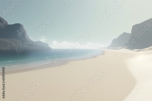 A minimalist landscape with a scenic beach or coastline, Generative AI