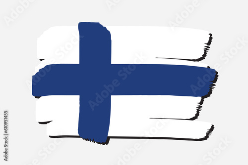 Finland Flag with colored hand drawn lines in Vector Format