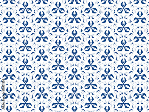 seamless pattern with blue flowers