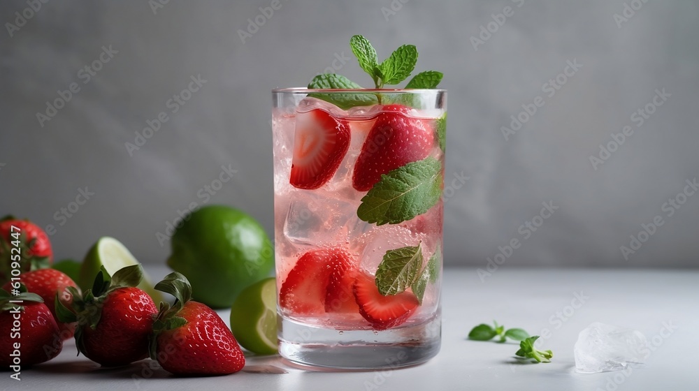 Strawberry mojito. Generative AI Strawberry mojito. Generative AI
