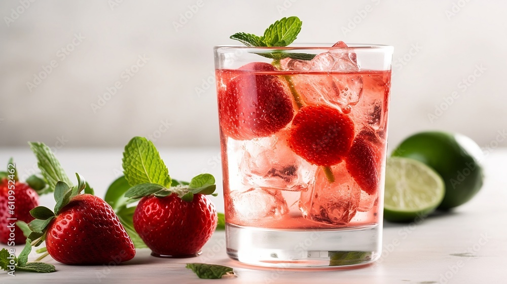 Strawberry mojito. Generative AI Strawberry mojito. Generative AI