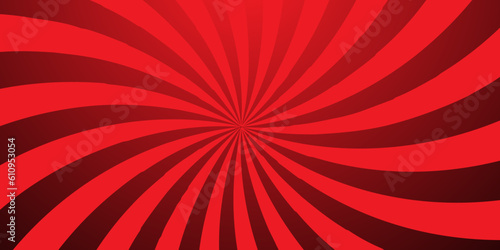 Red ray and sunburst background. used for cartoon banner. top view.
