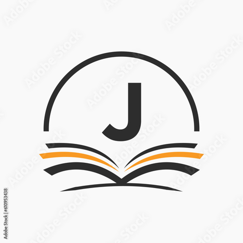 Letter J Education Logo Book Concept. Training Career Sign, University, Academy Graduation Logo Template Design