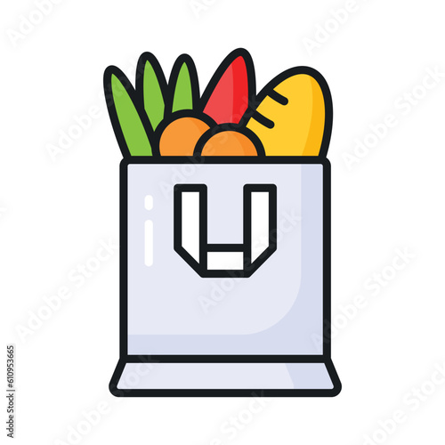 Get hold on this amazing vector of grocery bag in modern style, premium icon