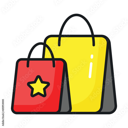 Trendy design of shopping bags for websites and apps,