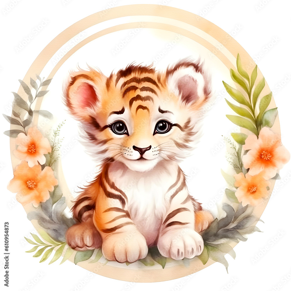 Tiger watercolor clipart, isolated, transparent background, created with Generative AI technology Tiger watercolor clipart, isolated, transparent background, created with Generative AI technology