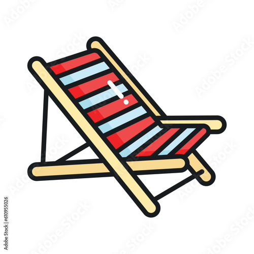 An editable icon of deck chair in modern style, easy to use vector of sunbed
