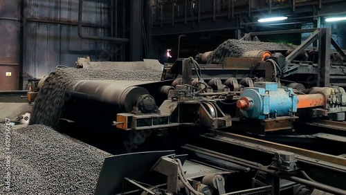 Industrial production line of Iron ore pellets in metallurgical factory