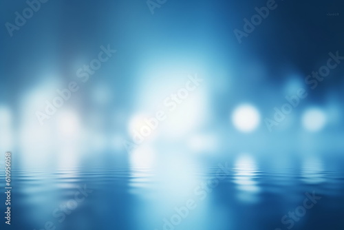 Abstract light blue blurred background with beautiful lighting spots and reflections, Generative AI © Hitesh