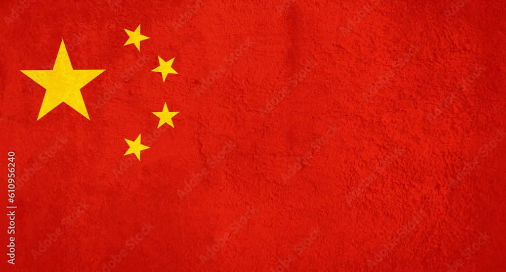 China Flag banner over grunge texture