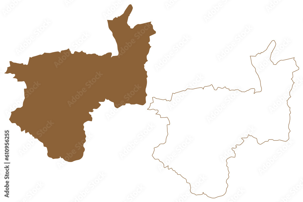 Kufstein district (Republic of Austria or Österreich, Tyrol or Tirol state) map vector illustration, scribble sketch Bezirk Kufstein map