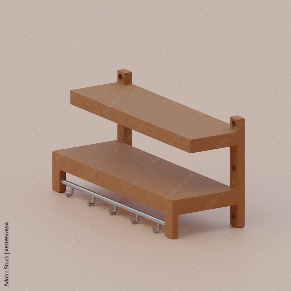 3d rendered wood towel hanger perfect for design project 3d rendered wood towel hanger perfect for design project