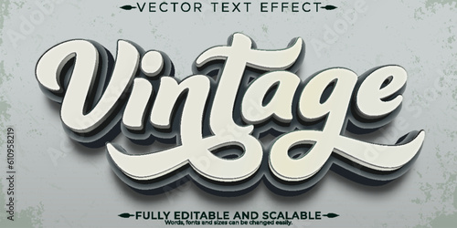Vintage text effect, editable retro 80s text style