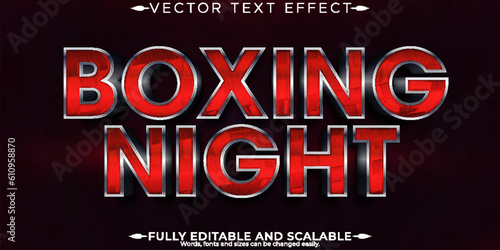 Boxing Night text effect, editable metallic and red text style