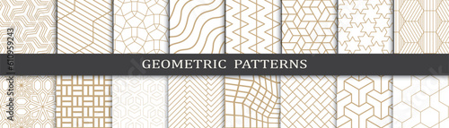 Seamless geometric golden pattern set