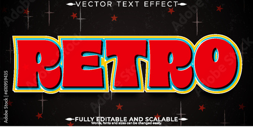 Editable vintage text effect, retro 70s and 80s text style