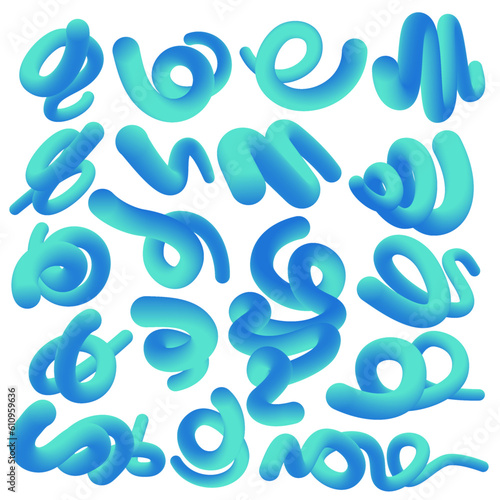3d bold abstract line element ornament blue color