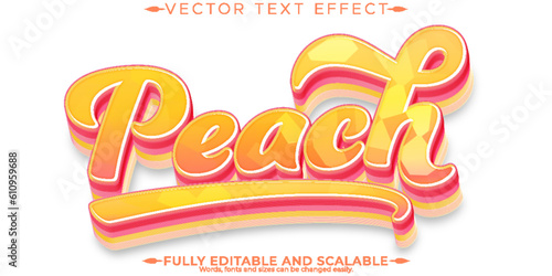 Peach fruit text effect, editable fresh and organic text style