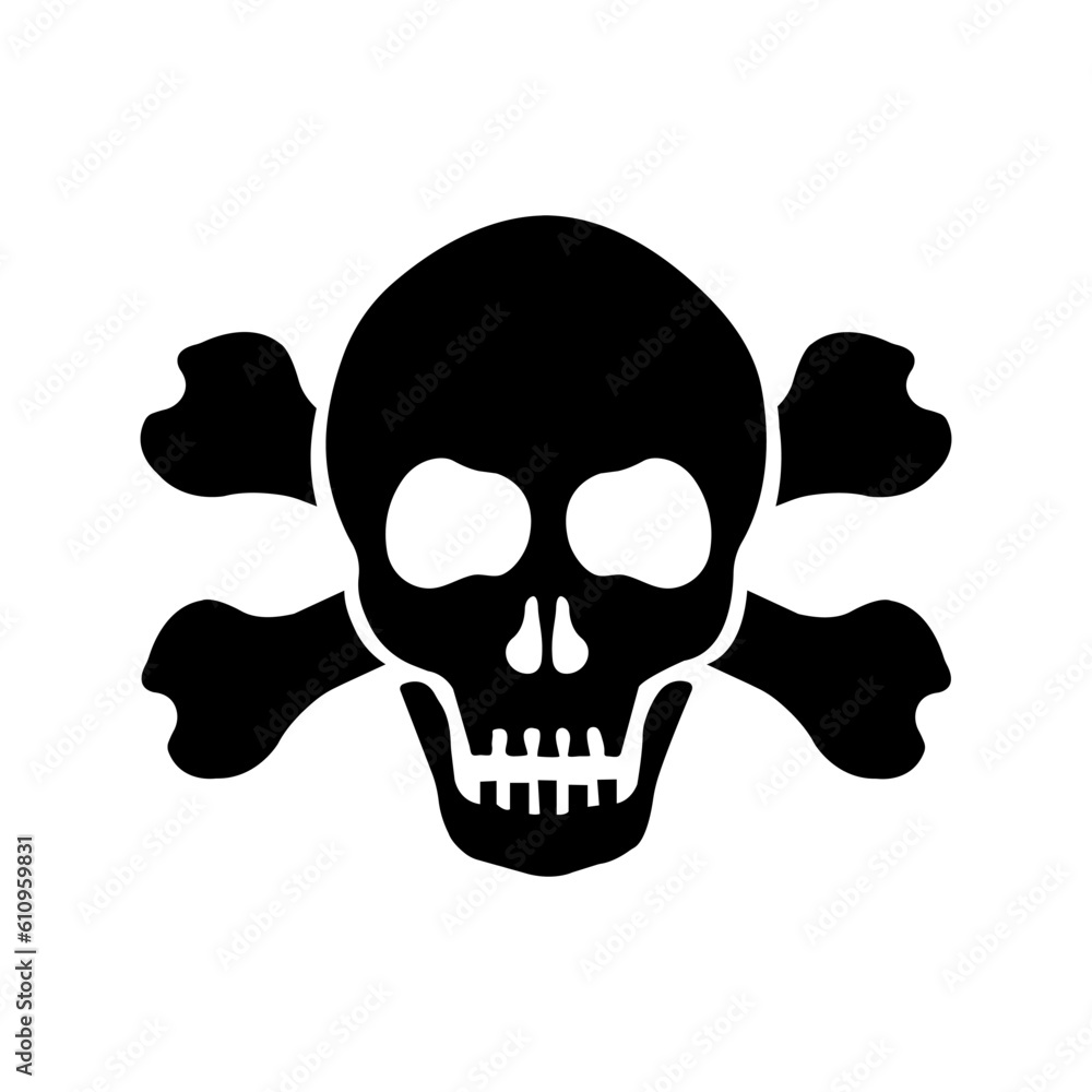 Fototapeta premium Crossbones and skull death flat vector icon for apps and games