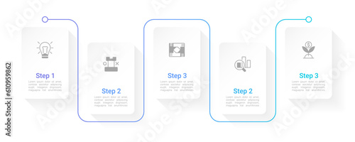 Corporate values infographic chart design template. Editable infochart with icons. Instructional graphics with 5 step sequence. Visual data presentation. Arial Regular, Bold fonts used