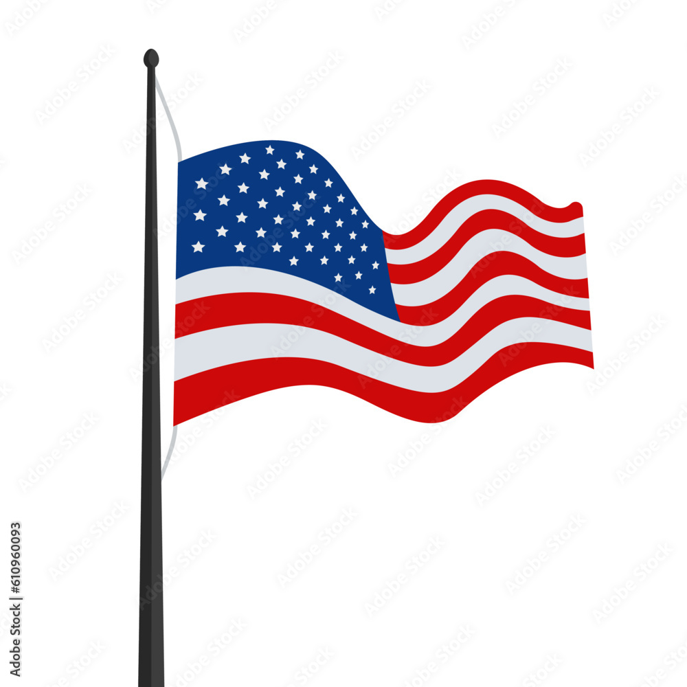 Fototapeta premium The American flag is flying. United States flag on a pole