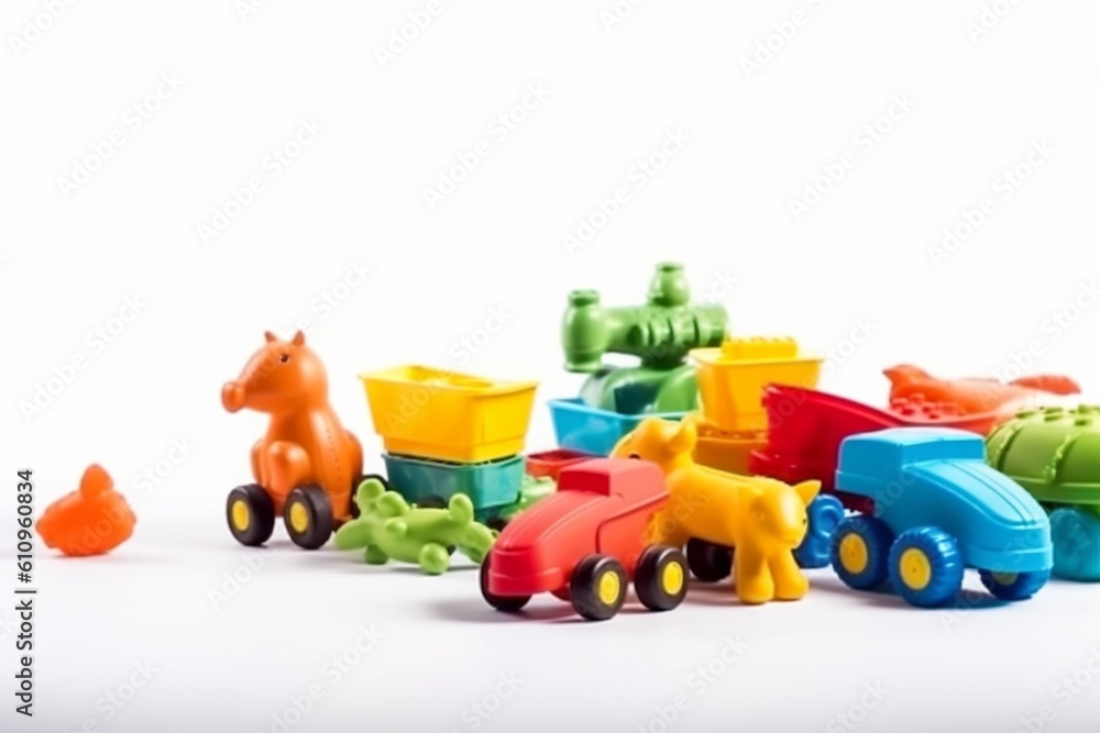 Children Toys Isolated on White Background Created with Generative AI Children Toys Isolated on White Background Created with Generative AI