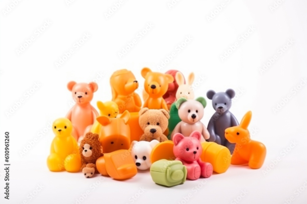 Children Toys Isolated on White Background Created with Generative AI Children Toys Isolated on White Background Created with Generative AI