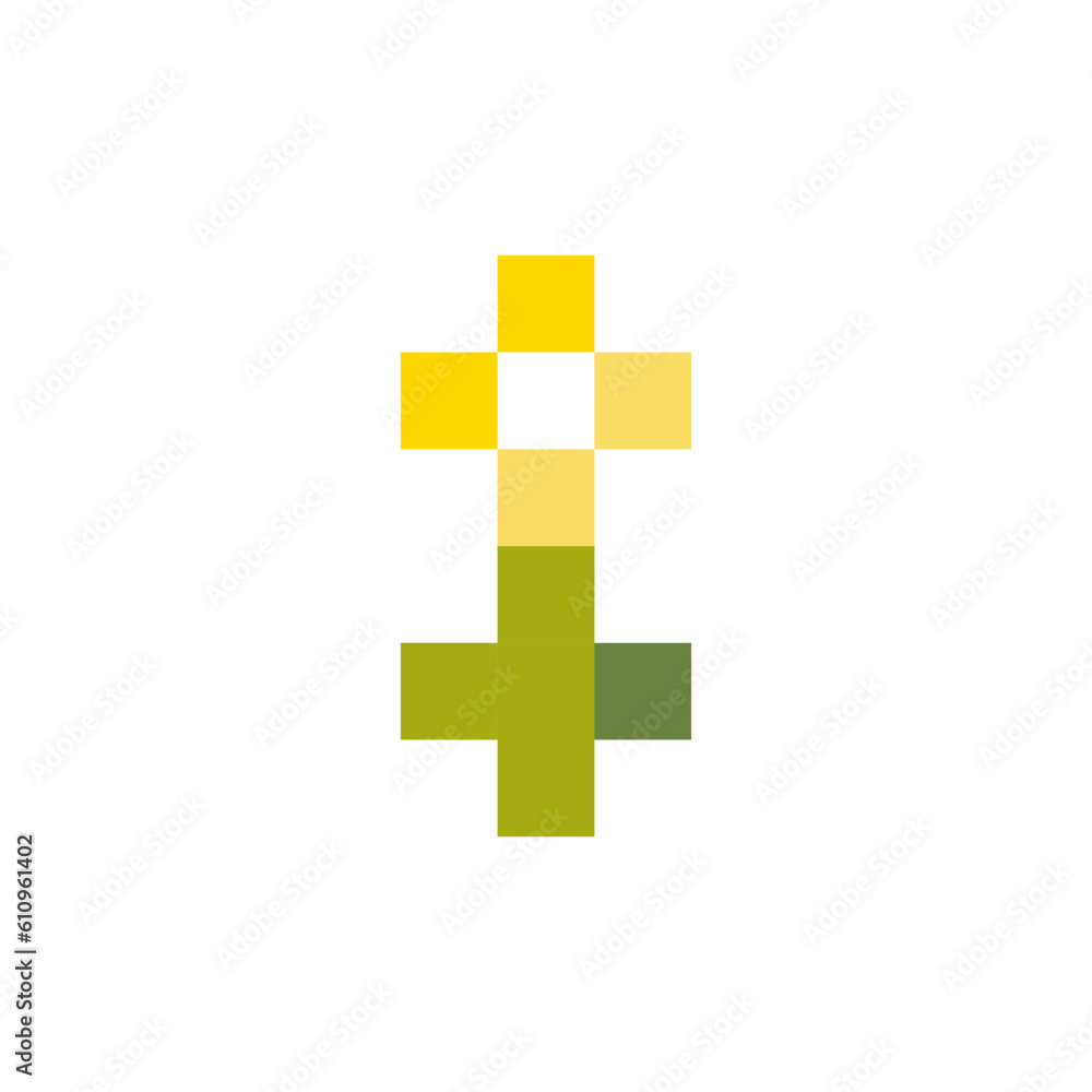 Potted flower in pot in pixel art style. Design for website, games and app. Potted flower in pot in pixel art style. Design for website, games and app.